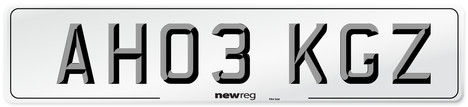 AH03 KGZ Number Plate from New Reg